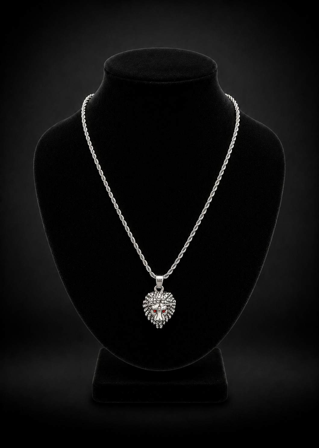 Iced Lion Head Rope Chain 24 inch x 2mm