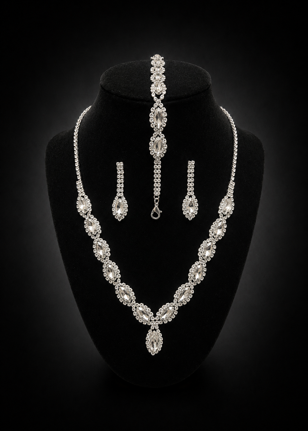 Marquise Crystal Halo 3-Piece Set