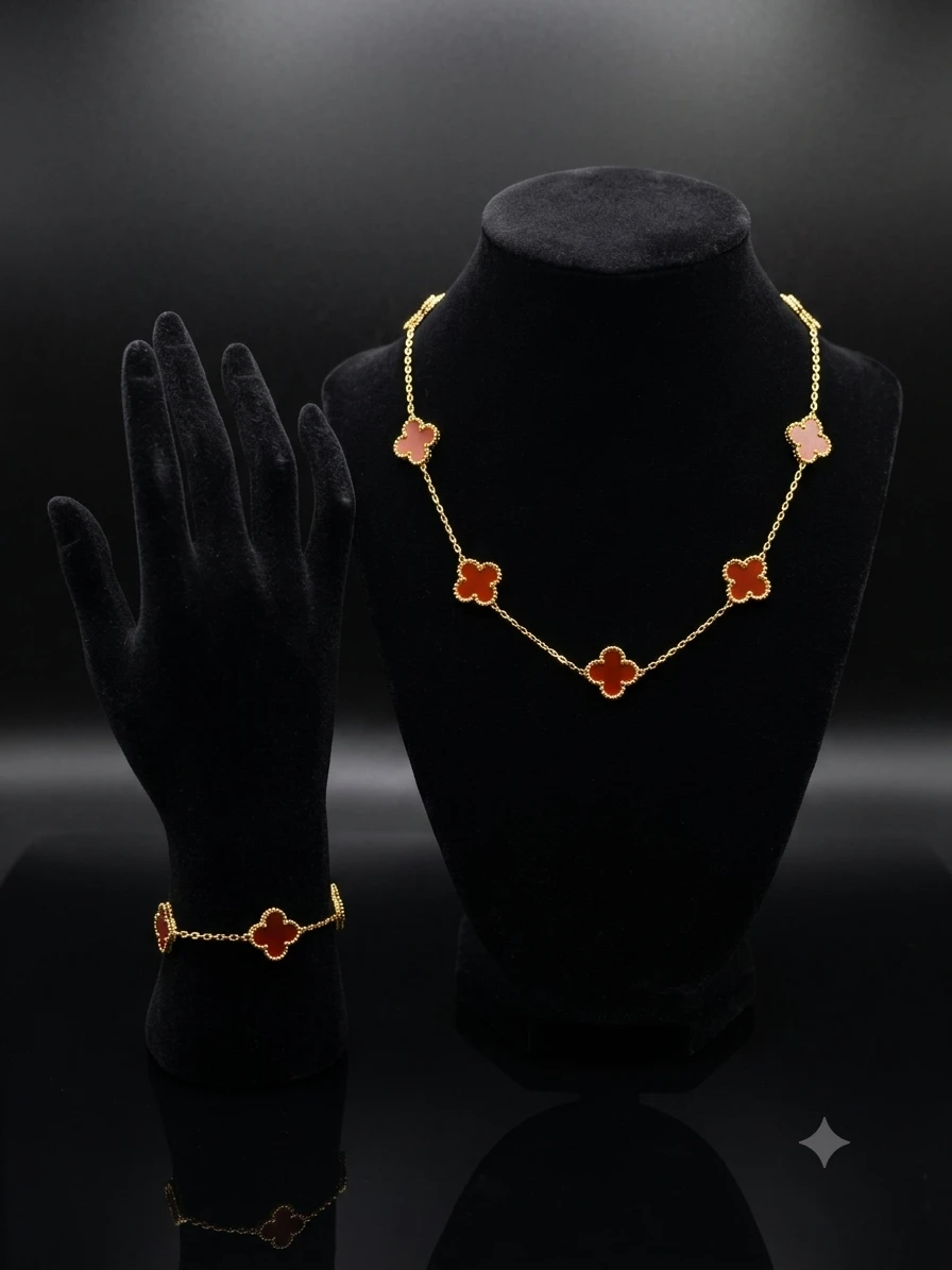 Red Carnelian Clover 5-Station Set