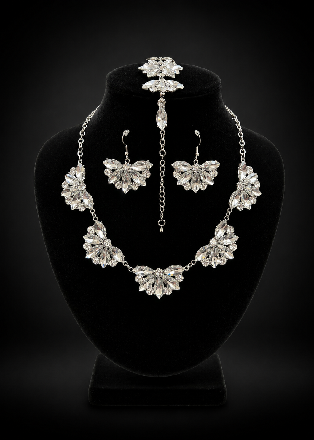 Bold Crystal Flower Statement Set