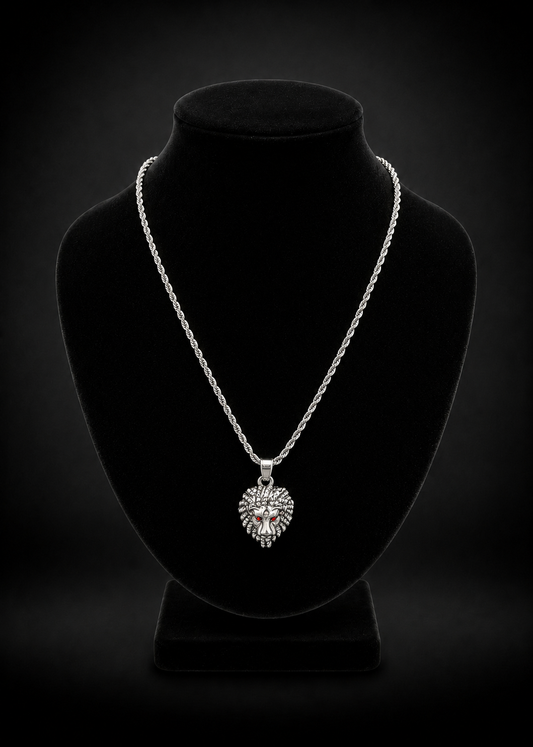 Iced Lion Head Rope Chain 24 inch x 2mm