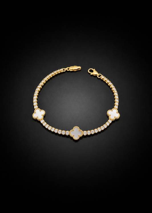 White Clover Tennis Bracelet