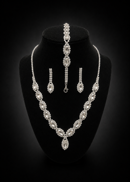 Marquise Crystal Halo 3-Piece Set