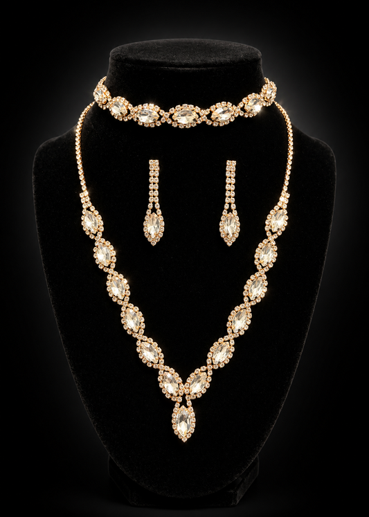 Rose Gold Marquise 3-Piece Bridal Set