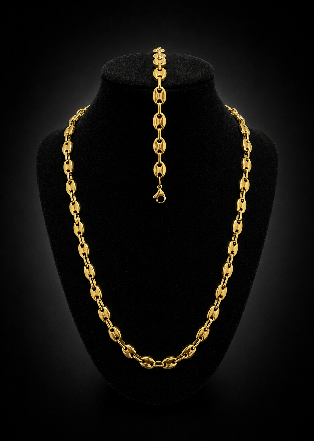 Gold Coffee Bean Chain Set
