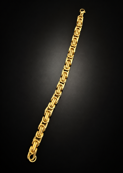 Gold Finish Byzantine Bracelet - 8.5in 8mm
