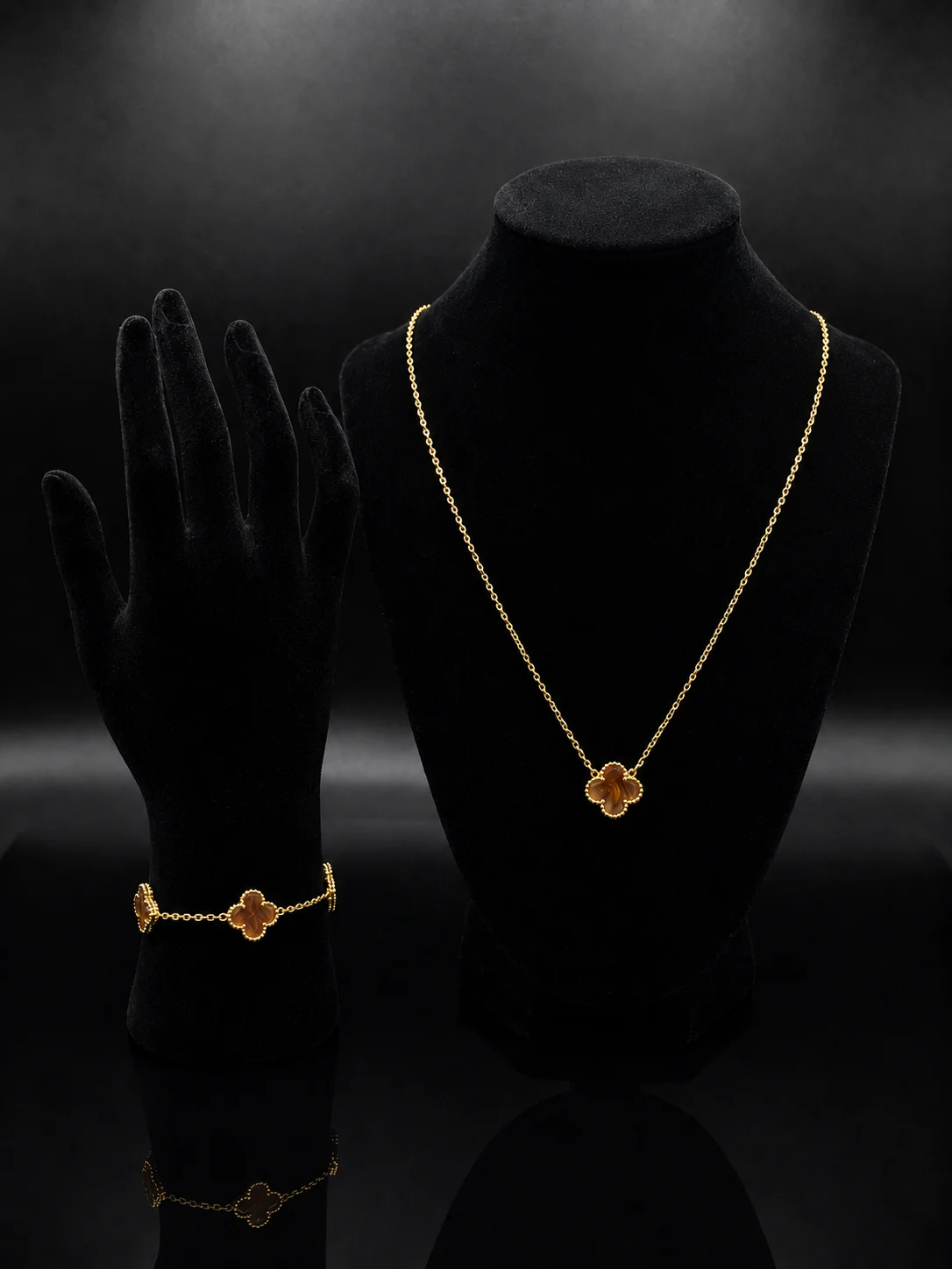 Tiger Eye Clover Set