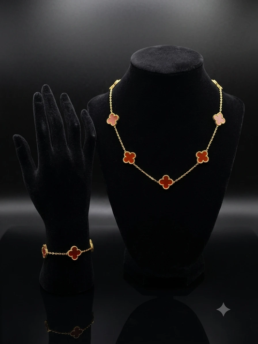 Red Carnelian Clover 5-Station Set