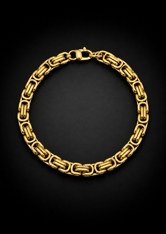 Gold Finish Byzantine Bracelet - 8.5in 8mm