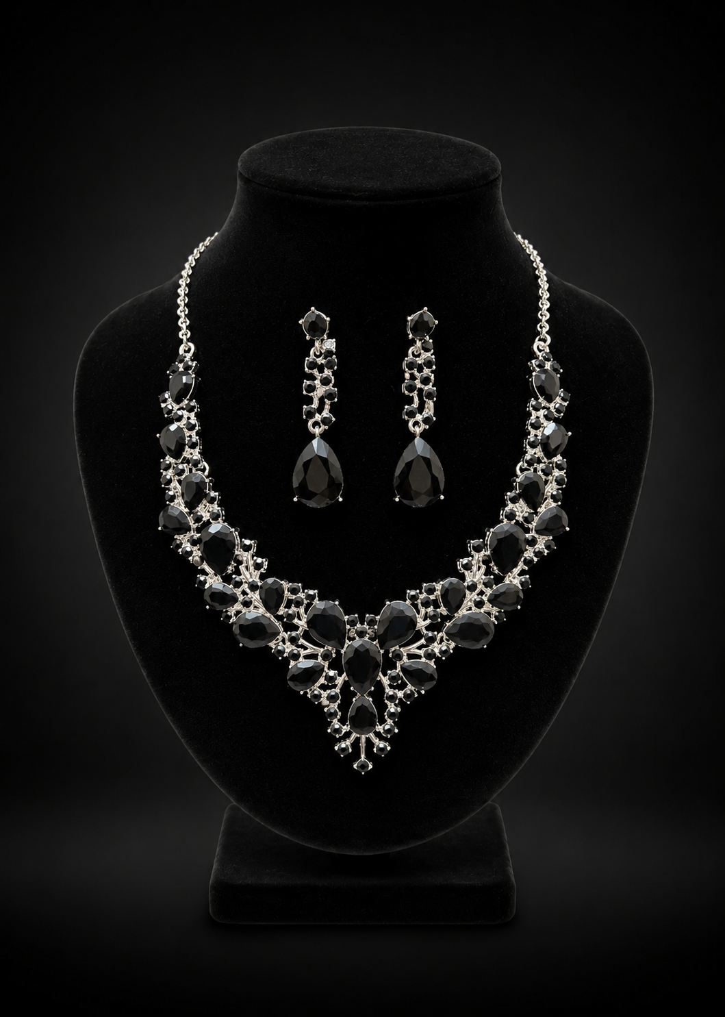 Midnight Black Crystal Evening Set