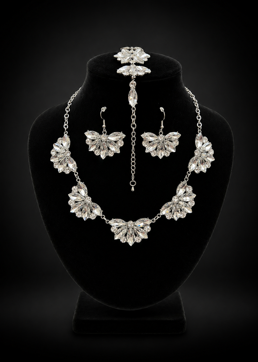 Bold Crystal Flower Statement Set