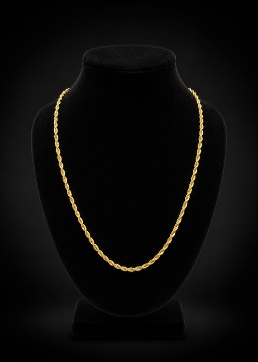 Gold Finish Rope Chain 24 inch x 3mm